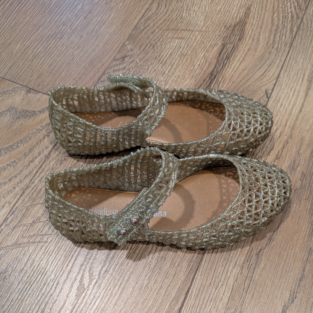 Mini Melissa Glittery Gold Dress Shoes